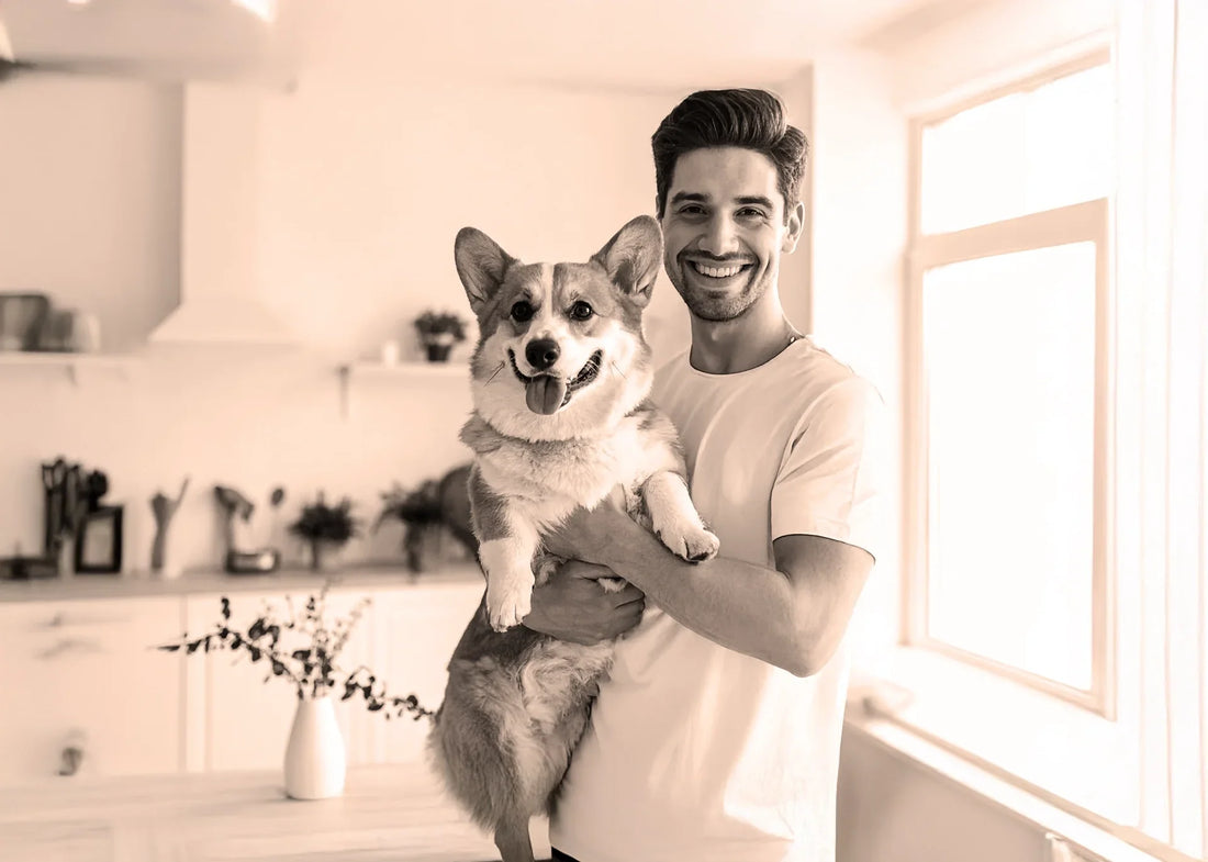 Gedenkobject voor hond met kaarsje, foto en pootafdruk in warme herdenkhoek thuis