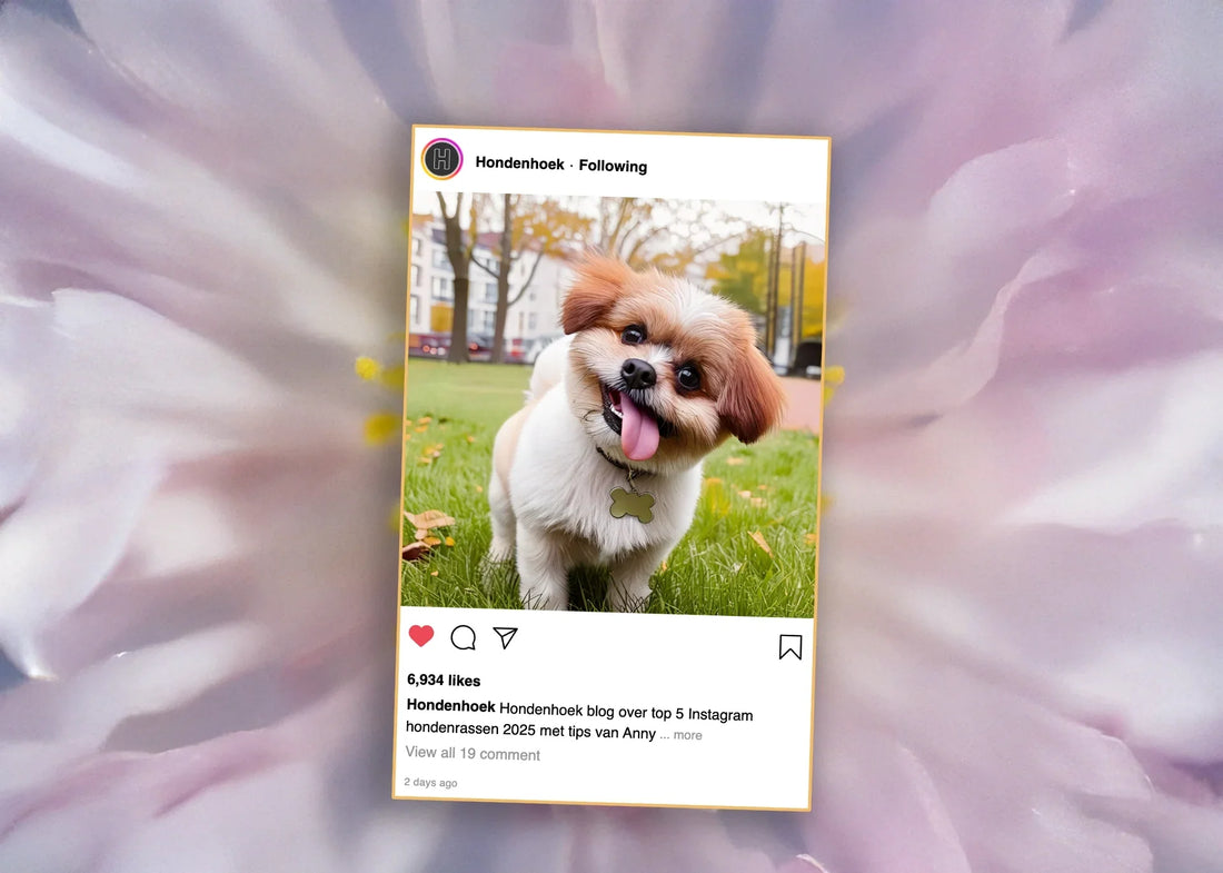 Golden retriever met zonnebril poseert voor camera – Hondenhoek blog over top 5 Instagram hondenrassen 2025 met tips van Anny Shah en Rian de Boer