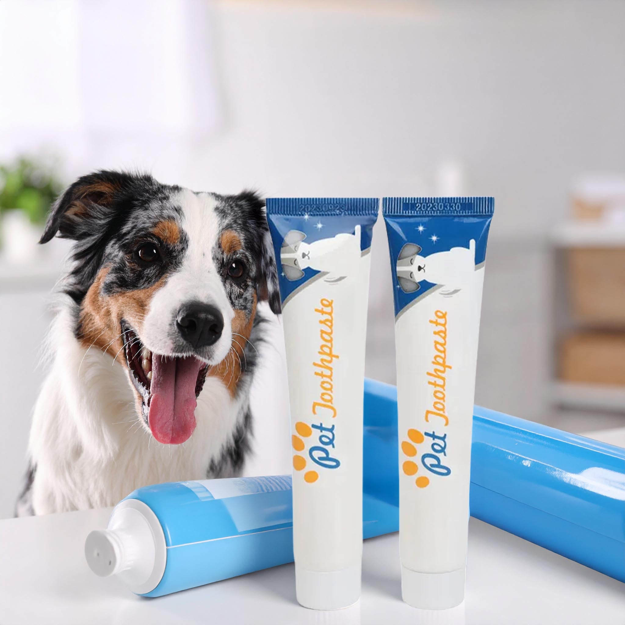 Hondenhoek pet tandpasta voor honden en katten in rund- en vanillesmaak – set van 2 tubes van 70g