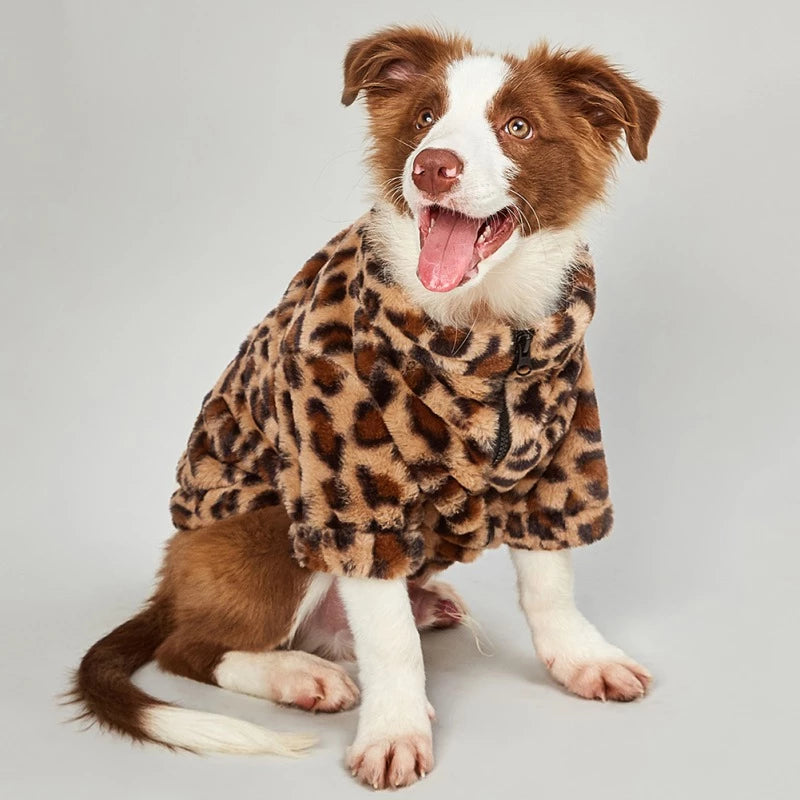 PETZZ Luipaard Fleece Warme Trui - Warme Hond in Winter - Hondenhoek Jas