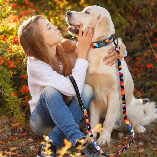 PETZZ Kleurrijke Gepersonaliseerde Halsband - GRATIS Riem voor Honden