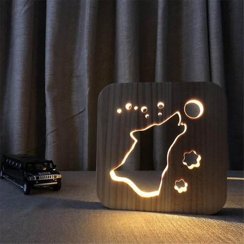 Houten Honden Thema Lamp - Prachtige Lamp voor in Huis - WOEF Boetiek