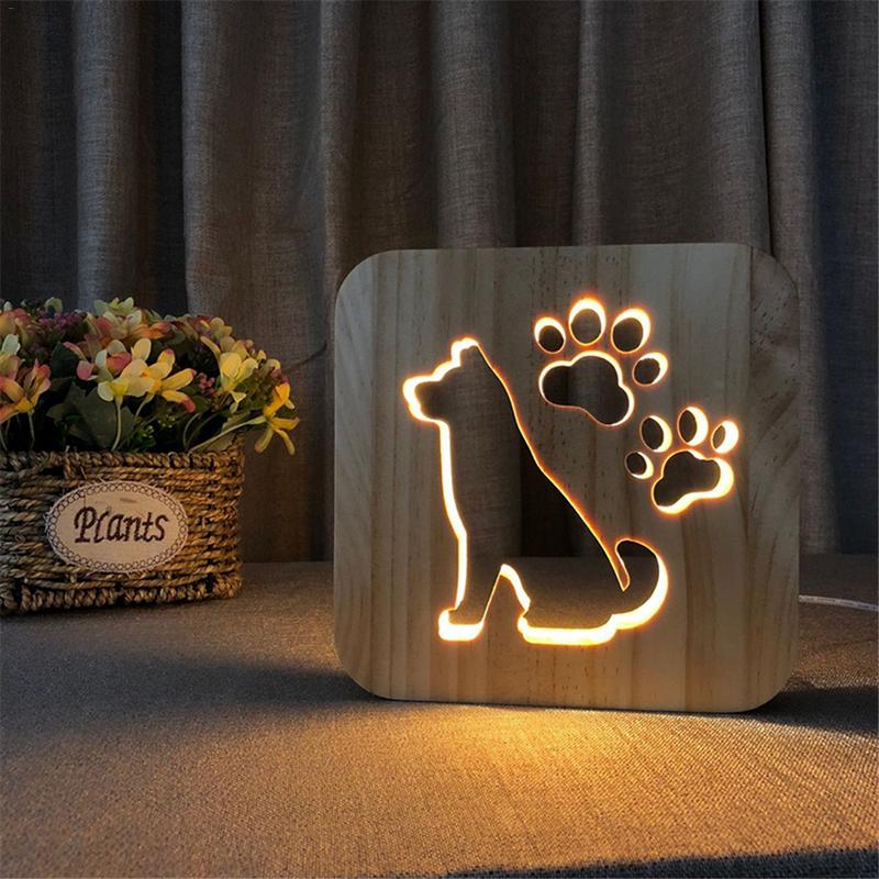 Houten Honden Thema Lamp - Prachtige Lamp voor in Huis - WOEF Boetiek